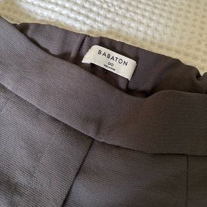 Aritzia cropped Babaton Trousers in dark grey.
